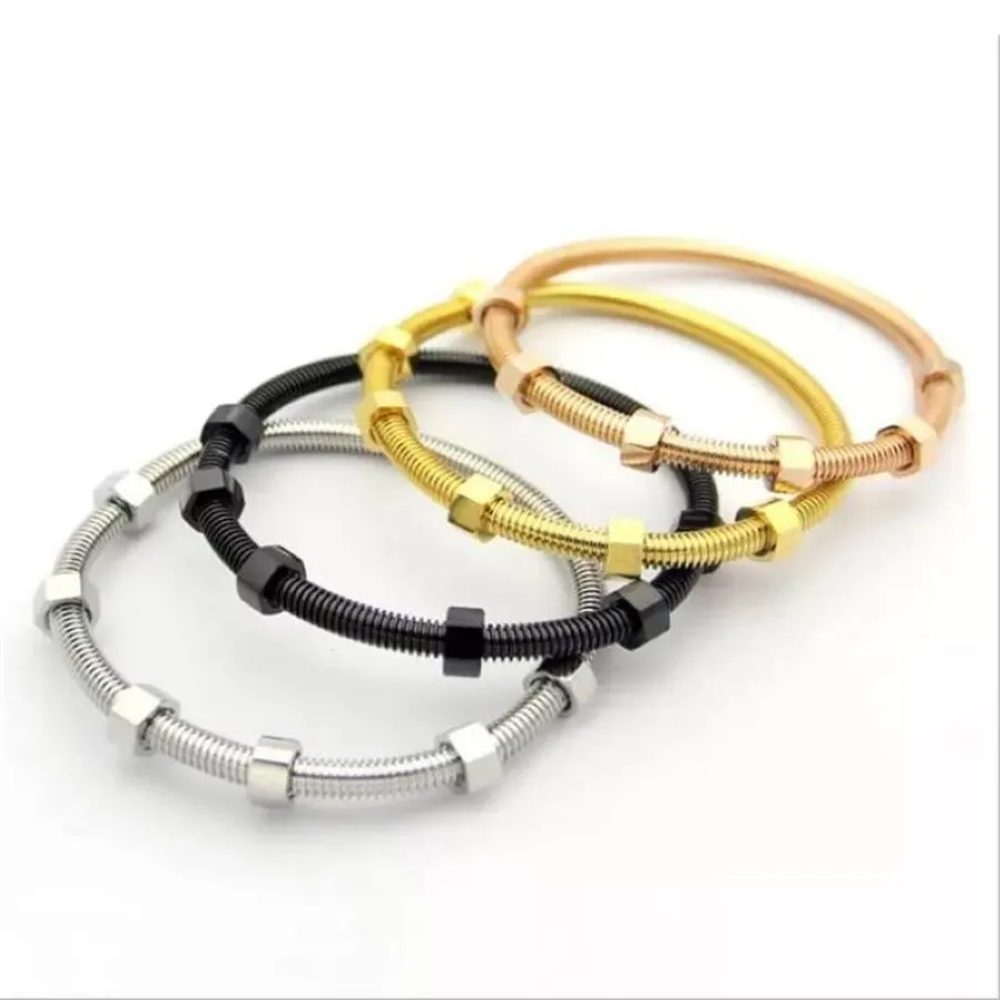 Tenis Pulsera de seis tornillos Acero de titanio Mujeres y hombres Pareja Pulsera de seis tuercas 301a