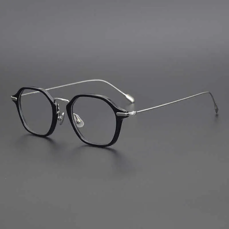 2024 Designer de concepteurs de luxe Designers des créateurs japonais Ultra-Light Small Hexagonal Gold Beam Pure Titanium Eyeglass peut être équipé d'un cadre de myopie léger anti-bleu