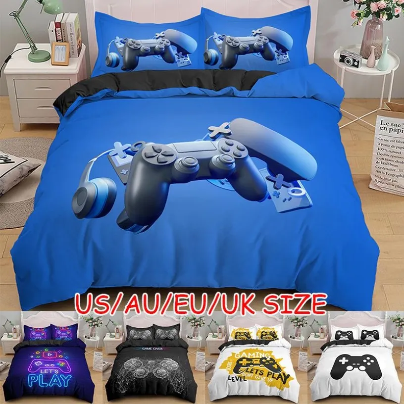 ألعاب Cofforter Cover Gamepad Bedding Met for Boys Kids Video Modern Gamer Console Quilt 2 أو 3 PCS 201127185J