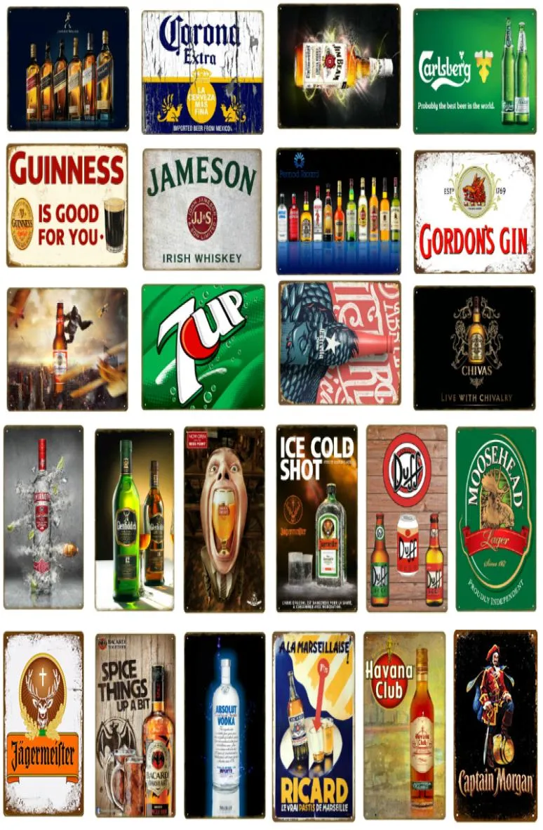 Retro Bar Decoration Ice Cold Beer Tin Signs Metal Plaque Wine Whiskey Paint Pubster Pub Casino Home Vintage Wall Decor YQ096 C04681336