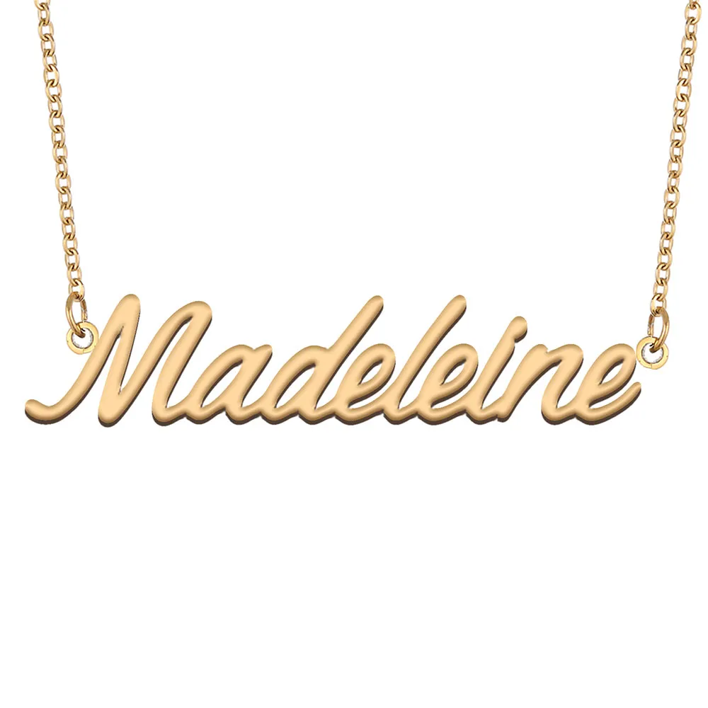 Madeleine name necklaces pendant Custom Personalized for women girls children best friends Mothers Gifts 18k gold plated Stainless steel