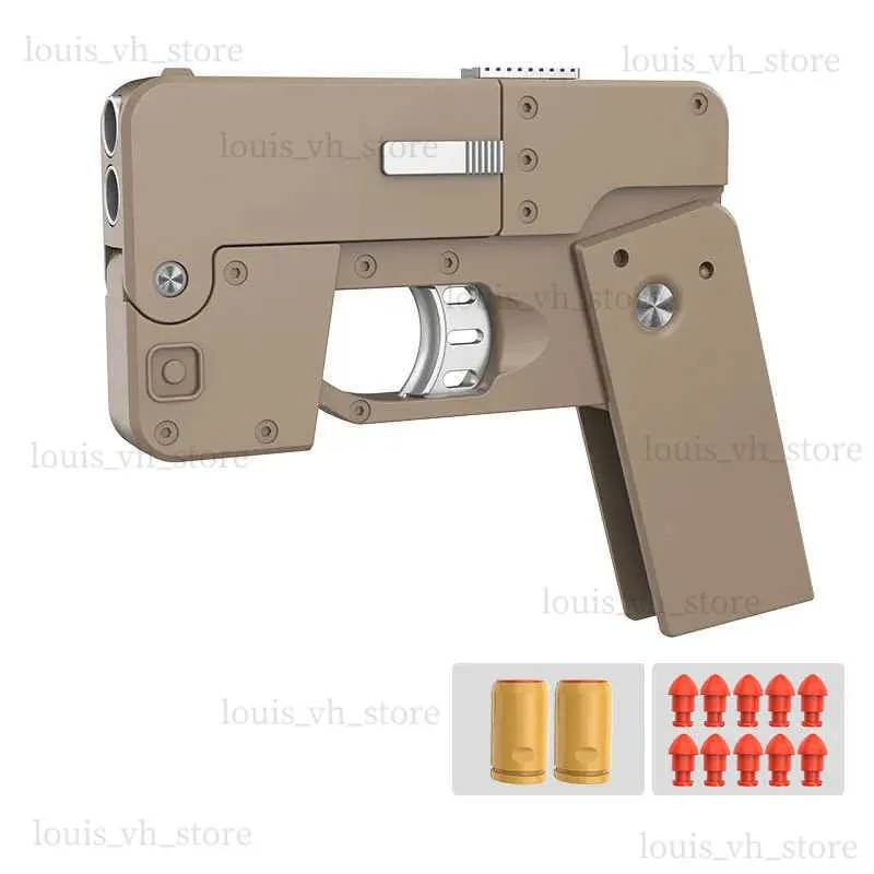 Gun Toys Folding Mobile Phone Gun Soft Bullet Toy Gun Blaster Manual Shooting Shell Ejected Deformation Gun For Adults Boys Birthday Gift T240309