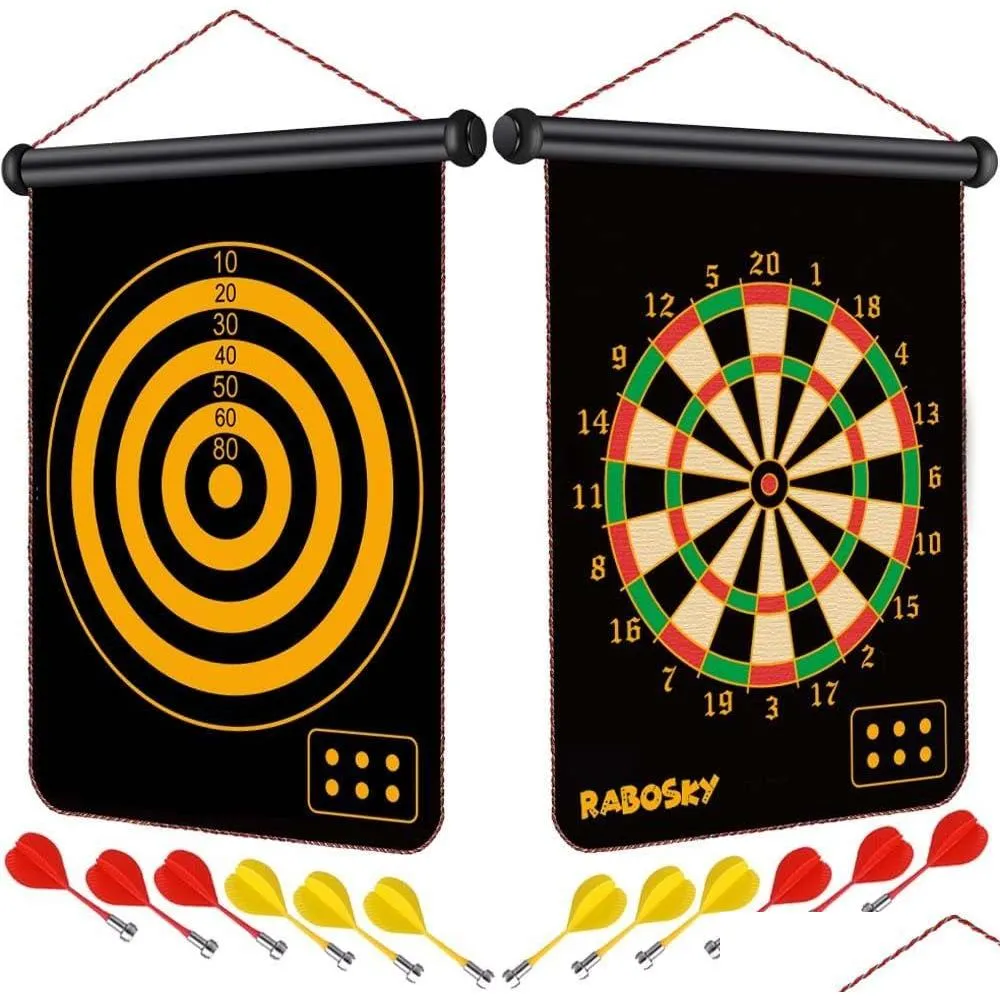 Andra idrottsartiklar Magnetiska dartbrädspel för barn-Säkert och roligt inomhus utomhuslek leksakpojkar i åldrarna 6-14 upp 2-i-1 dubbelsidig DHL3G
