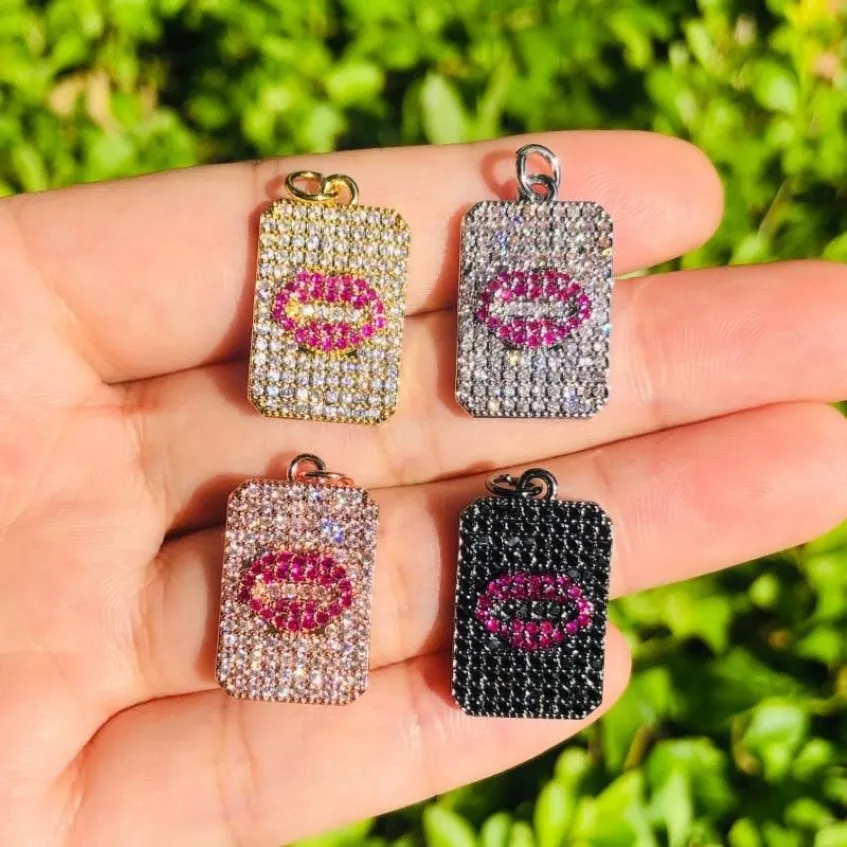 Takılar 5pcs Zirkonia Pave Altın Kaplama Kırmızı Dudak Kolyesi Kadın Bilezik Kolye Küpe Yapımı El Yapımı Takı Bulguları Yapma Bulk238s