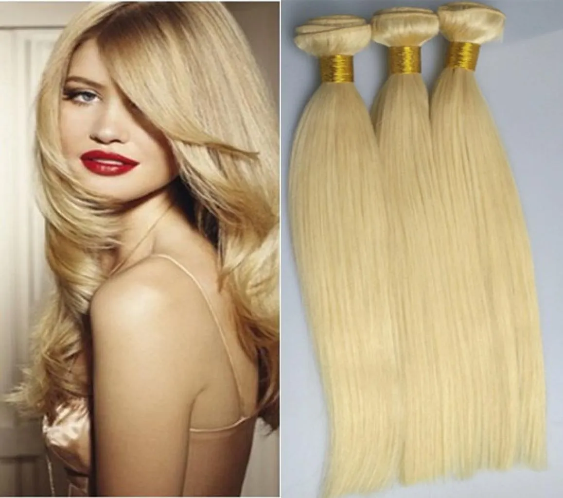 Cheveux vierges brésiliens 613 couleur 3 paquets 100gpcs 613 blond platine droite4781192