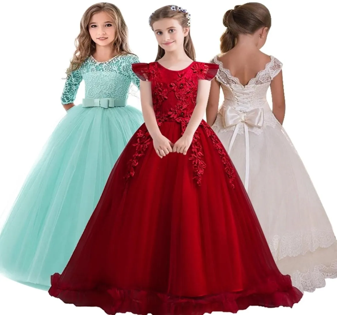 414 anni Pizzo Adolescenti Ragazze per bambini Matrimonio Abito lungo per ragazza Elegante Principessa Festa Spettacolo Abito formale Baby Children039s vestito 4856294