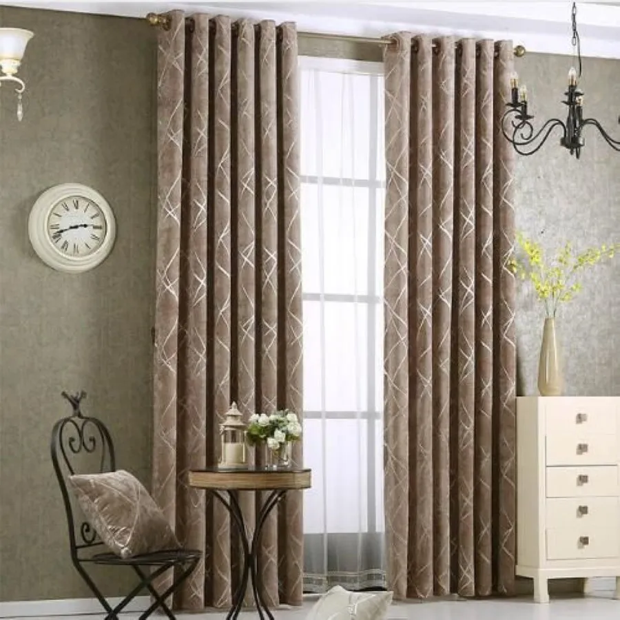 Chenille jacquard silver blackout gardin för sovrum modern blind tyg grå draperier för vardagsrum fönster anpassad storlek2862