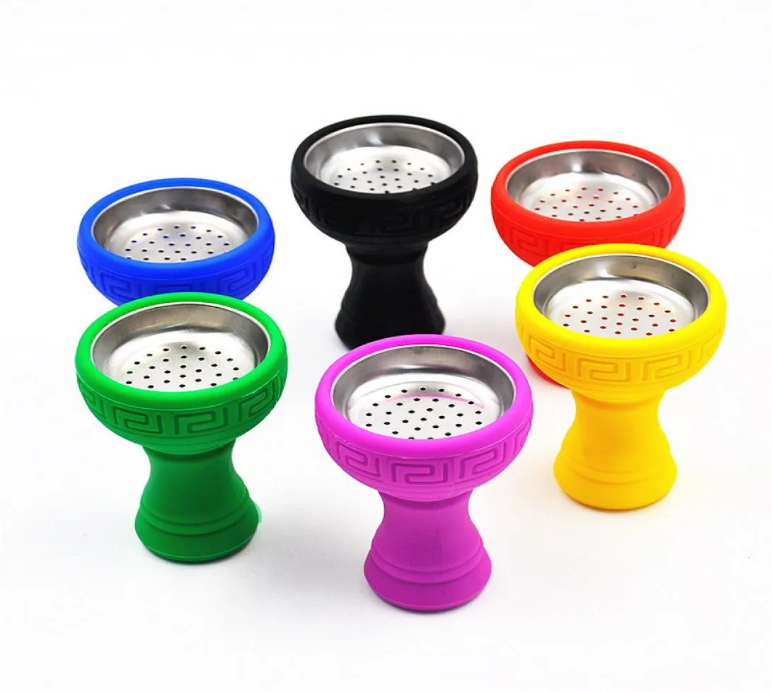 Bols à narguilé en Silicone, support à charbon de tabac, Shisha, résistant à la chaleur, bol en Silicone coloré de haute qualité avec filtre métallique Y007034561