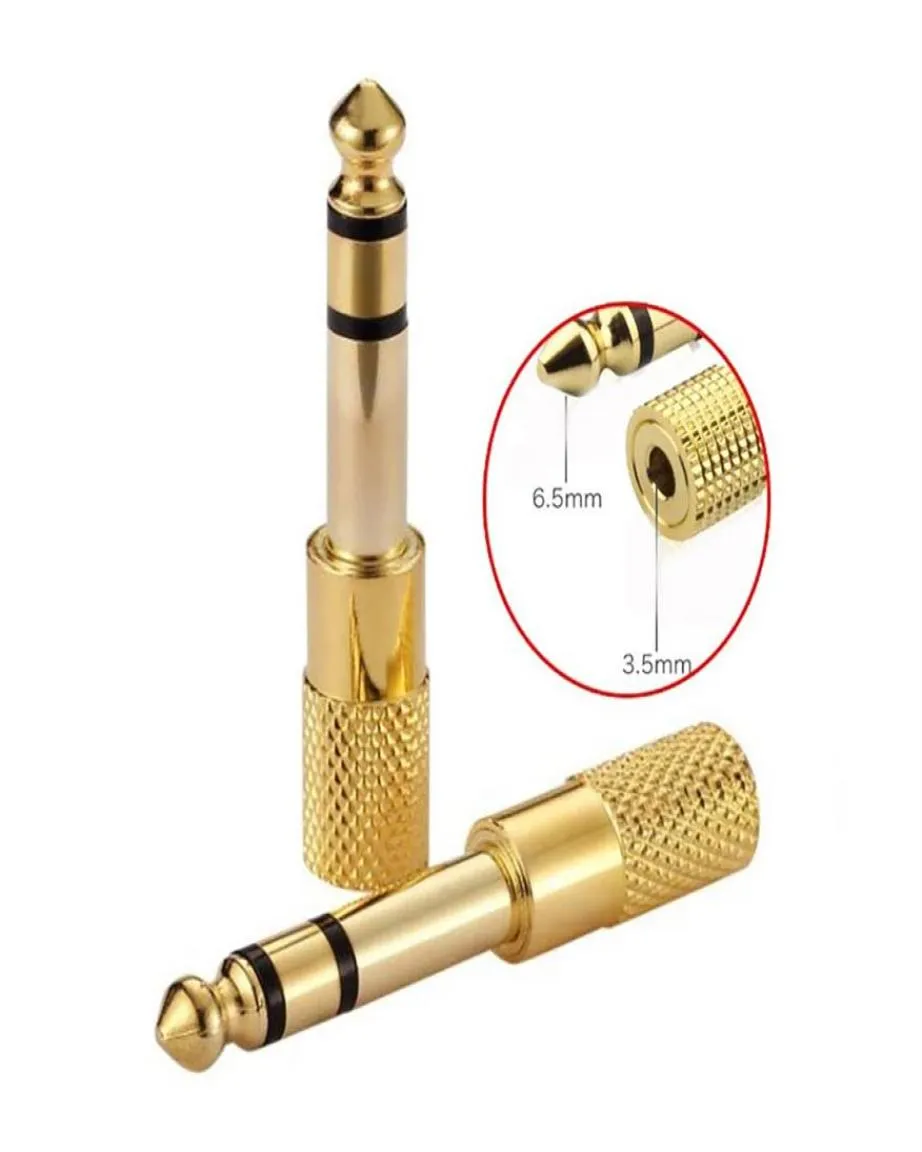 65mm hane till 35mm kvinnlig stereo -ljudadapter Jack Plug Connector Gold Plated A136050544