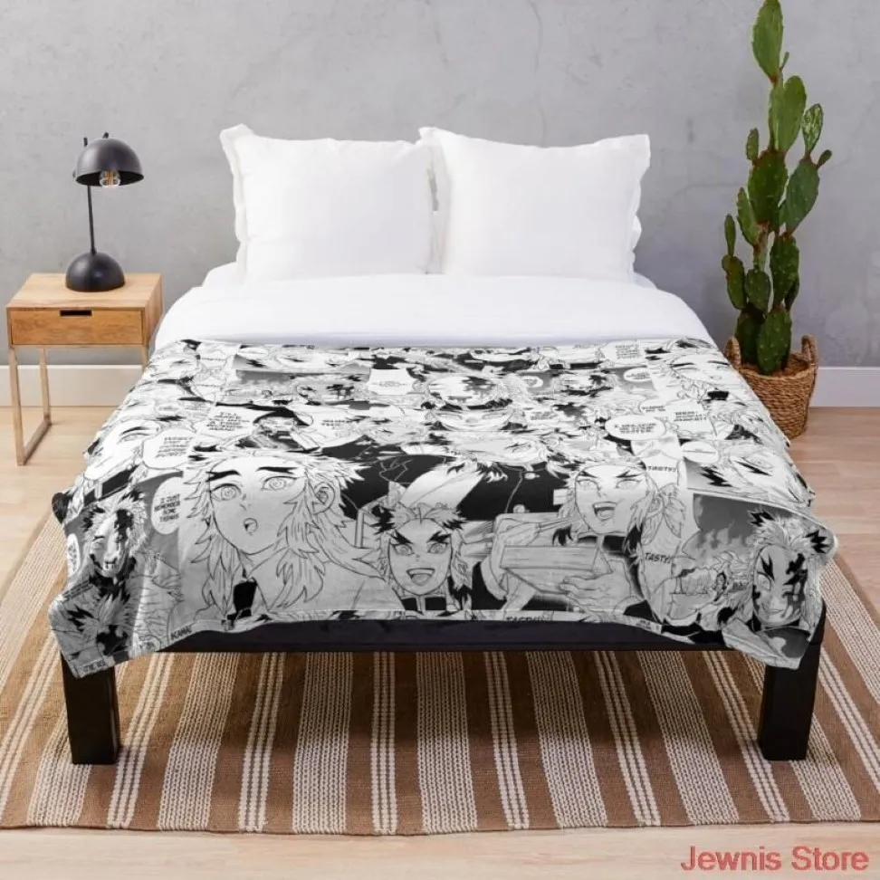 Rengoku Aniki Collage Demon Slayer Blanket Warm Cozy Letter Throw Print
