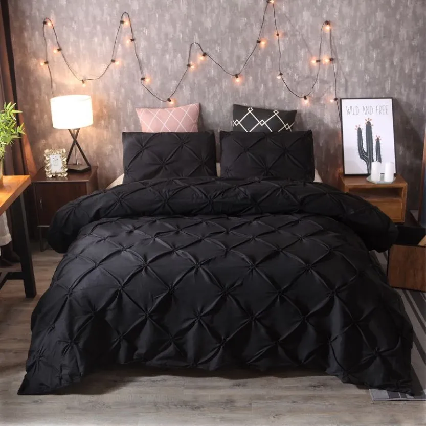 Bedding Sets New 3pcs Black 4 Size Bed Sheet Duvet Cover Sets Gift Duvet Cover Polyester Fiber Home el286K