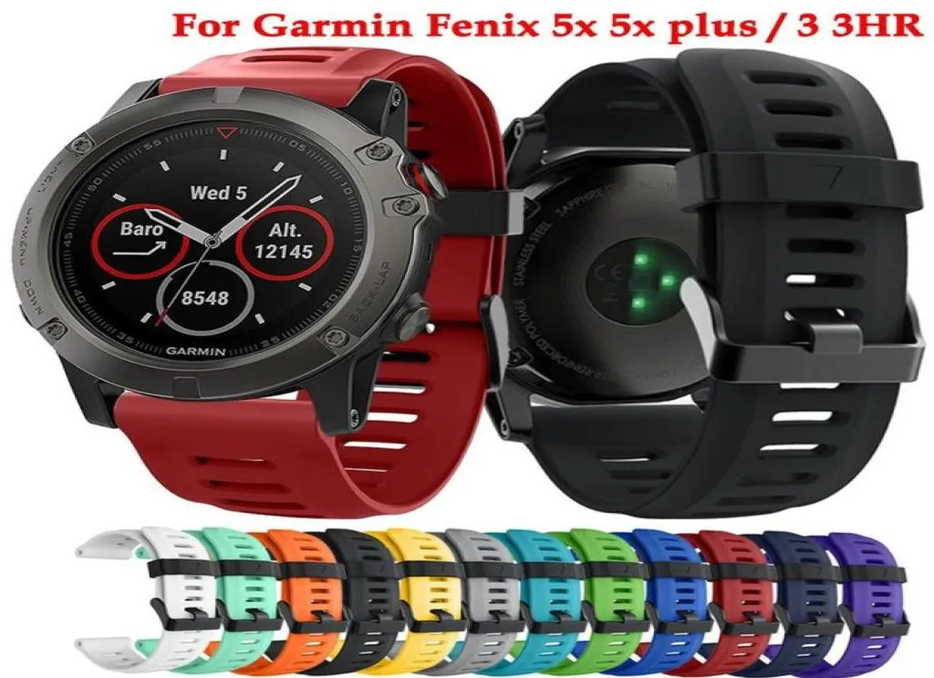 26 مم معصم لـ Garmin Fenix ​​5x 5xplus Fenix ​​3 Fenix ​​3 HR Silicone Sport Watchband Strap Passion Accessorie285420981
