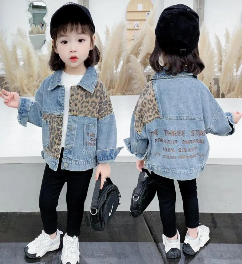 Jacken Frühling Autumn Kids Casual Jacket Girls Jeans Schichten Little Jungen Leopard Patchwork Denim Outerwear Kostüm 12m9y CL6847845384