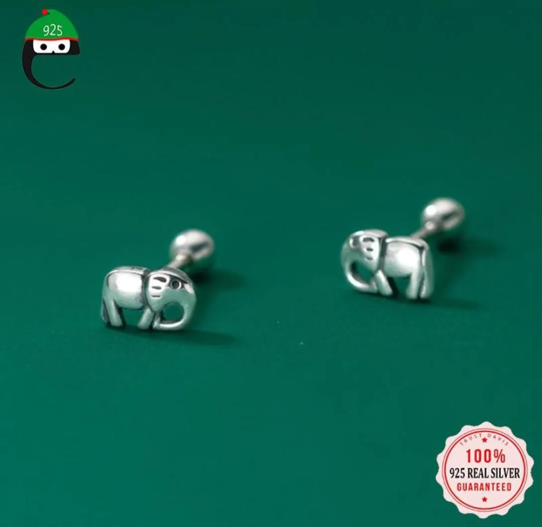 Stud ElfoPlataS Echt 925 Sterling Thia Zilver Mode Schattige Dieren Olifant Kralen Schroef Oorbellen Voor Vrouwen Bruiloft Sieraden DA20745544462