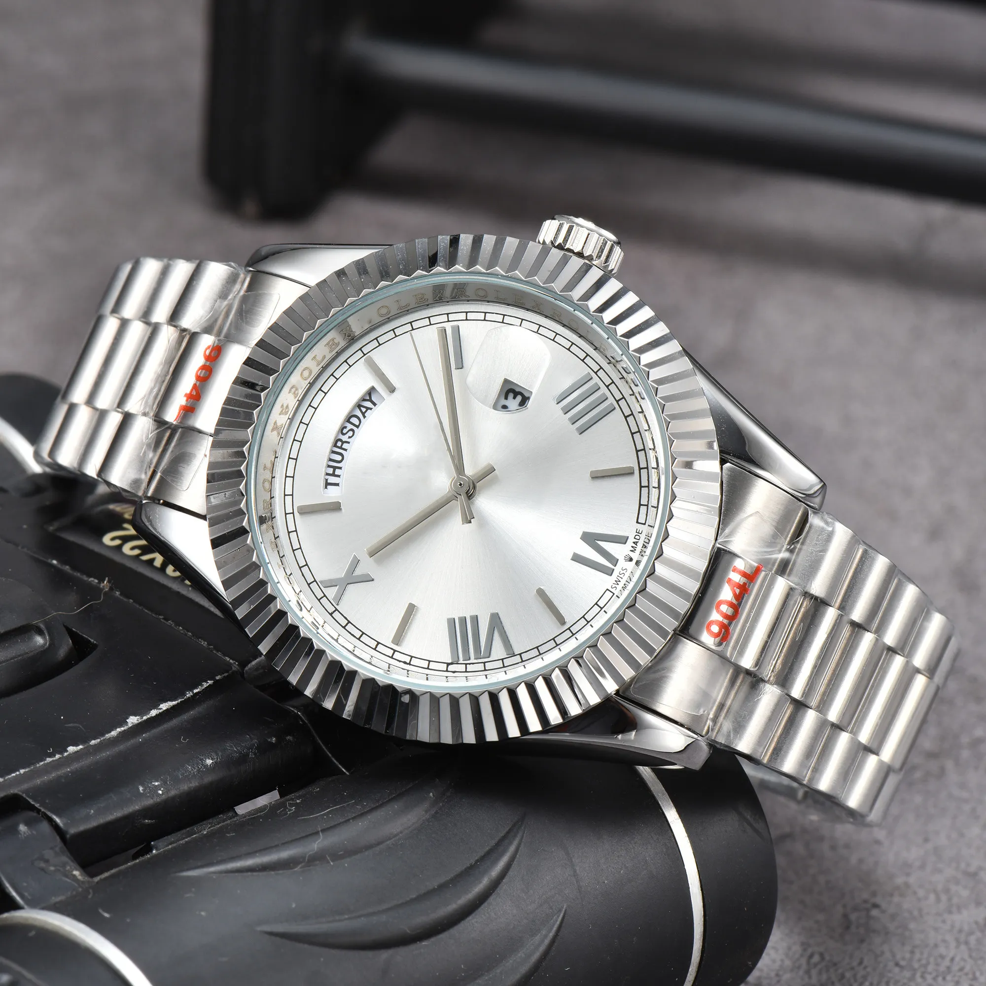 Relógio masculino DIA DATA de alta qualidade 41mm Quartz movimento automático relógios de aço inoxidável pulseira Jubileu Homens relógio papéis fullset relógios de pulso