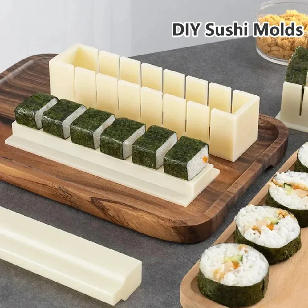 DIY Sushi Maker Hart Rond Vierkant Rijstvorm Japanse Roller Voedsel Bento Accessoires Maken Machine Onigiri Mat 240304