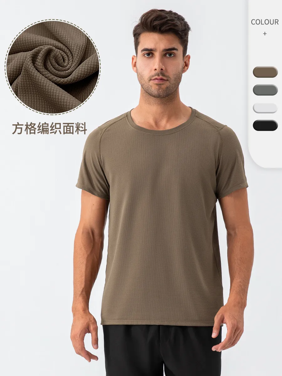 LL Sports Mens Summer Shirt Mens Quick Dry Lu T Shirt Sweat-Wicking Workout Short Top Men Workout Short Sleeve 31226