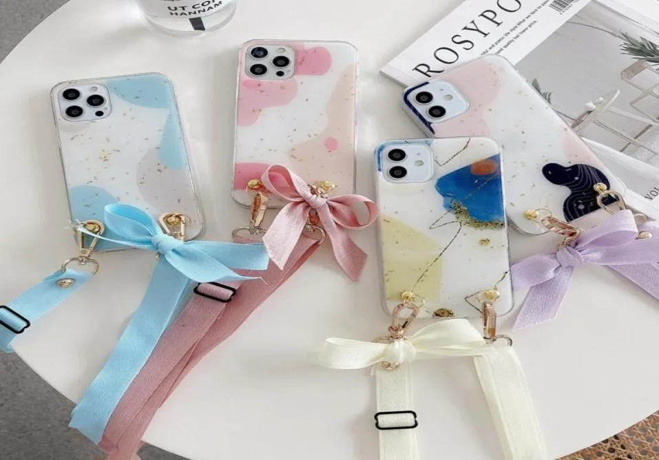 Phone protective cases Precision hole for iPhone 7 8 Plus X XR XS 11 12 Pro Max Pure style Bow crossbody design back cover shell s3560204