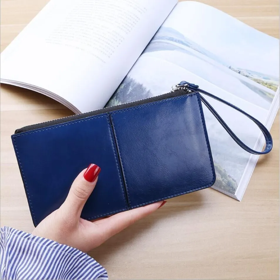 HBP New Fashion Women Office Lady Pu Leather Long Purse Clutch Zipper Business Wallet Bag Card Holder Big Capacity Wallet Blue238o