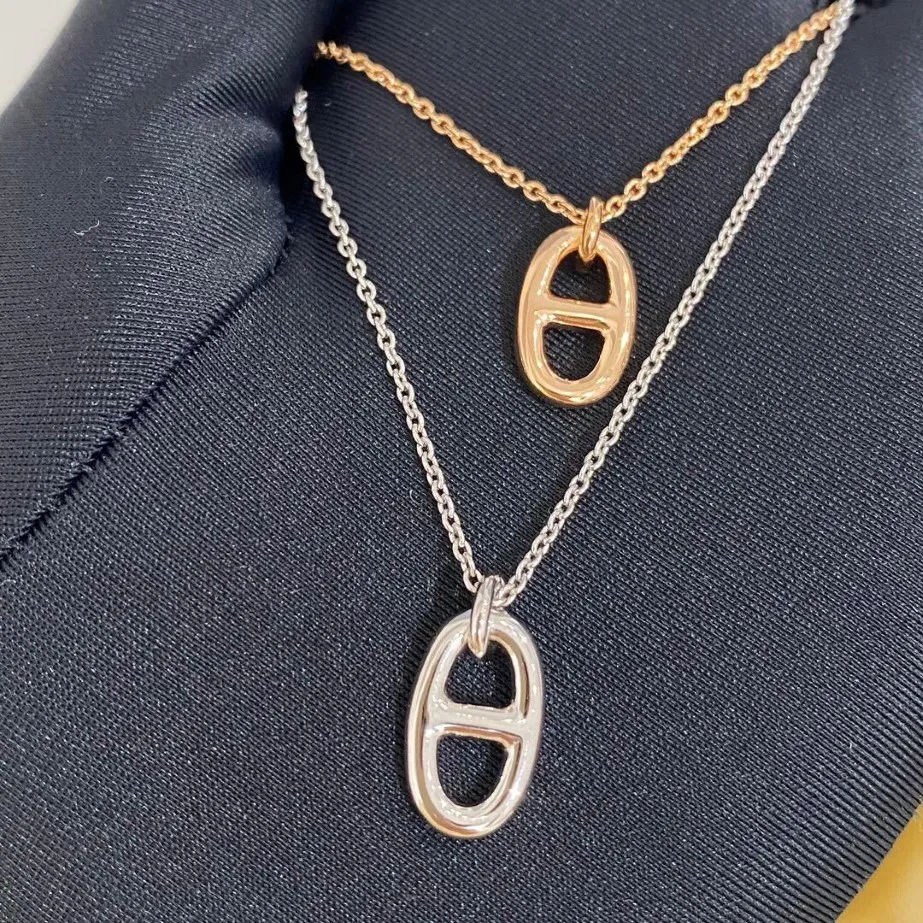 V gold luxury quality pendant necklace in 18k rose gold plated and platinum color for women party engagement jewelry gift with box233d