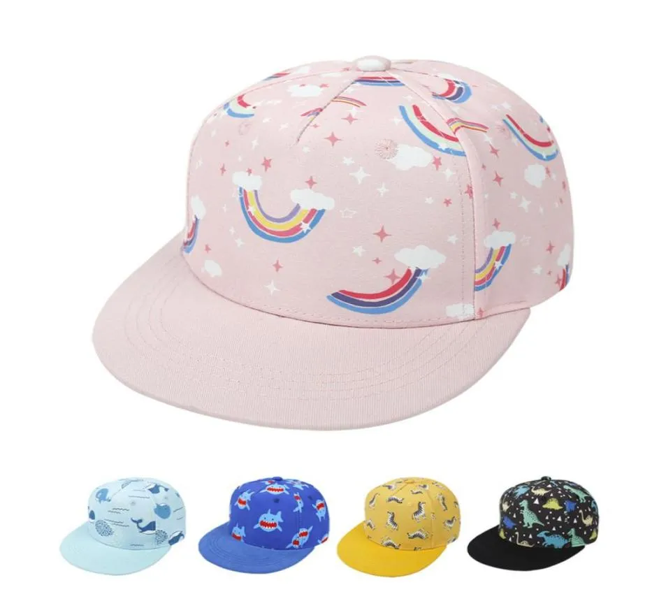 3st Kids Baseball Cap med Flat 28y Boys Girls Hiphop Ball Hat Cartoon Print Sun Hats Justering Visir Caps Children Boutique A6948363