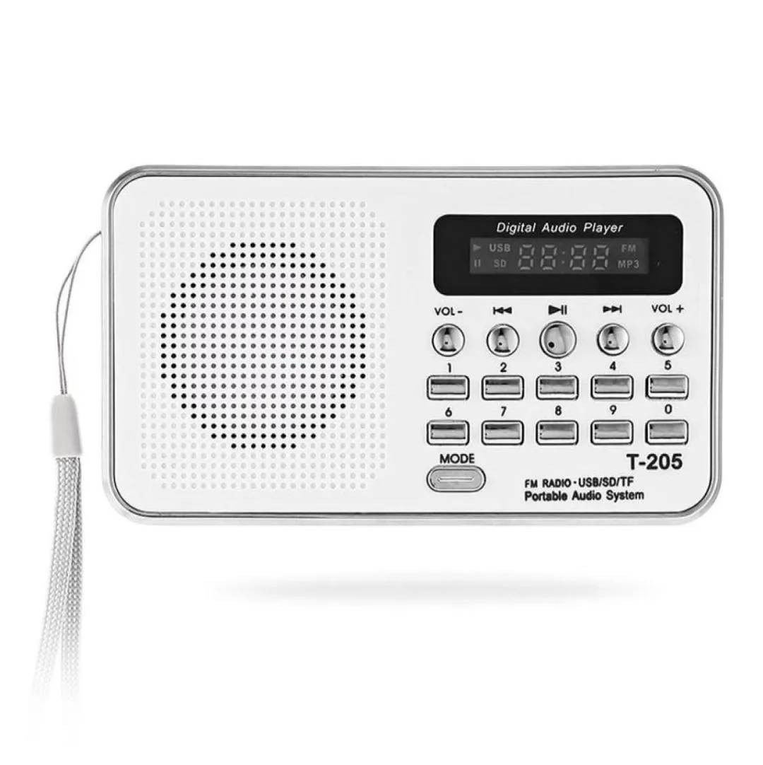 Portable Mini FM Radiohögtalare HIFI Card Digital Stereo Multimedia MP3 Musikspelare Högtalare Camping Hiki Sport T 205 BA315H9979337
