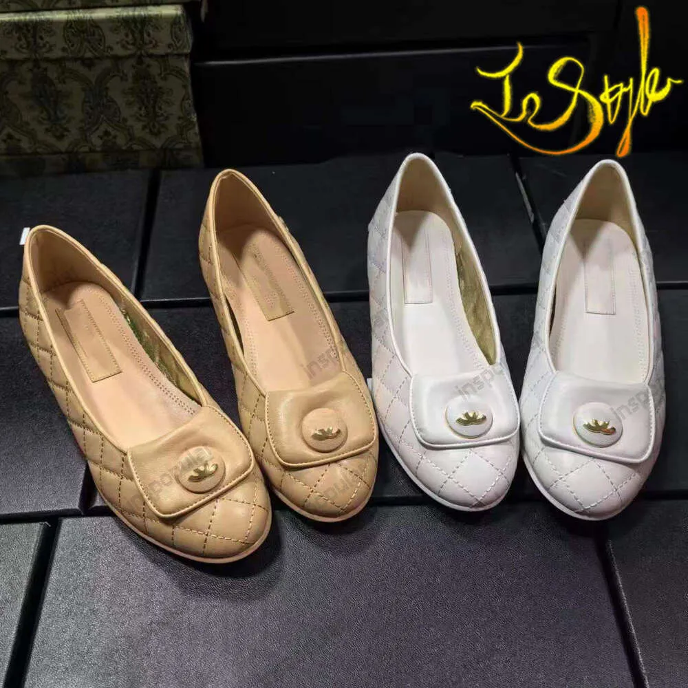 Balet Flat Designer Shoes Leather Shoes For Women Casual Loafers Dress Shoes Le Boy Ballerina Bekväm Summer Slip On Beige White Footwear Inspopulär storlek 34-41