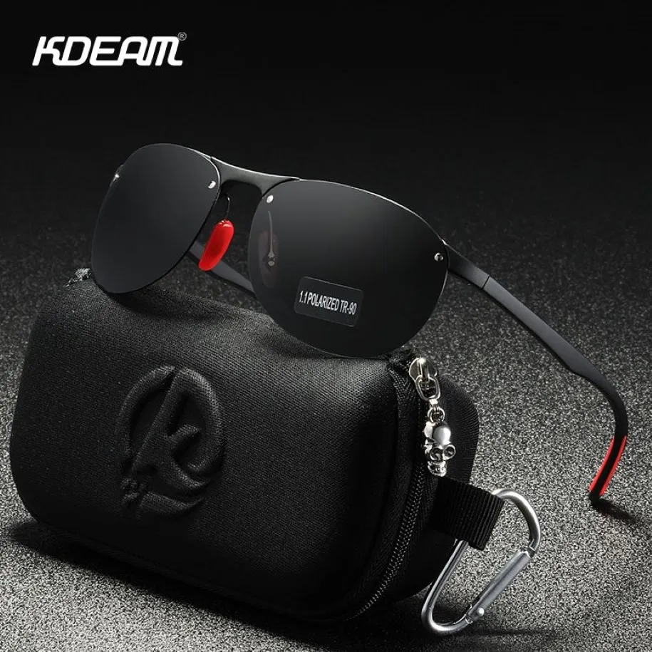 KDEAM Rimless Oval Men's Sunglasses Polarized TR90 Material Frame TAC Polarization Lense Soft Rubber Foot Cover CX200706330i