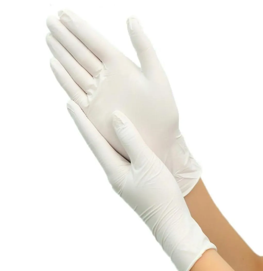 Gants jetables en Latex, 100 pièces, blanc, antidérapant, caoutchouc de laboratoire, protection en Latex, produits de nettoyage ménager, 6752018