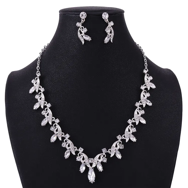 Conjuntos de jóias de jóias de cristal de alta qualidade de luxo conjuntos de acessórios de noiva de casamento Conjuntos de colar de colar 2416