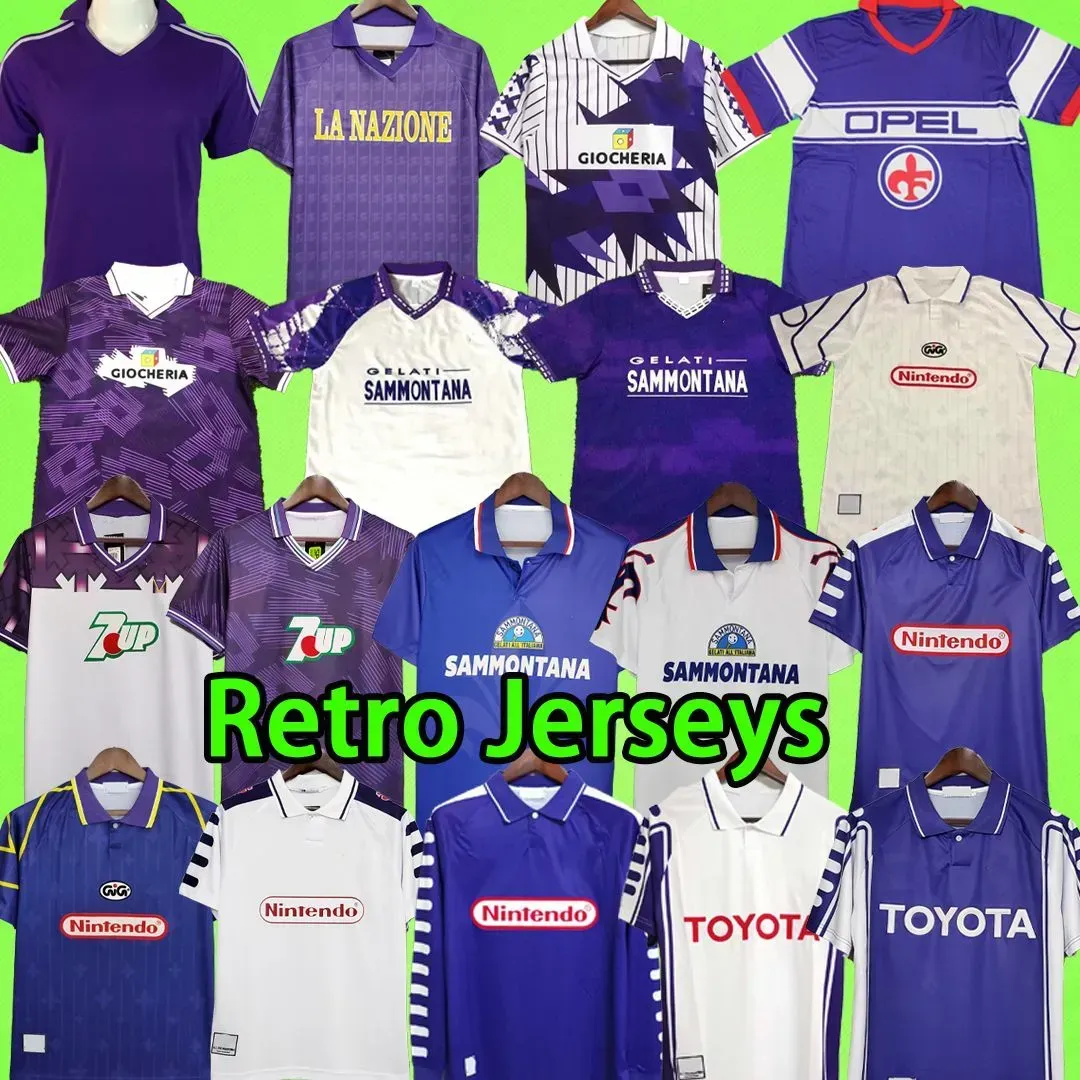 Camisetas de fútbol retro Fiorentina 1979 1980 1984 1985 1989 1990 1991 1992 1993 1994 1995 1996 1997 1998 1999 2000 BATISTUTA 9 RUI COSTA 79 80 84 85 89 90 91 92 93 94 95 96 97 98 99