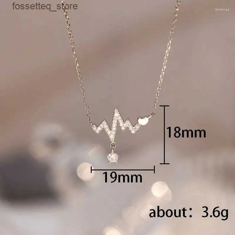 Pendant Necklaces BEAVEKISS Electrocardiogram Cubic Zirconia Necklace For Women Female Statement Fashion Girl Party Gift Jewelry UN0483 L240309