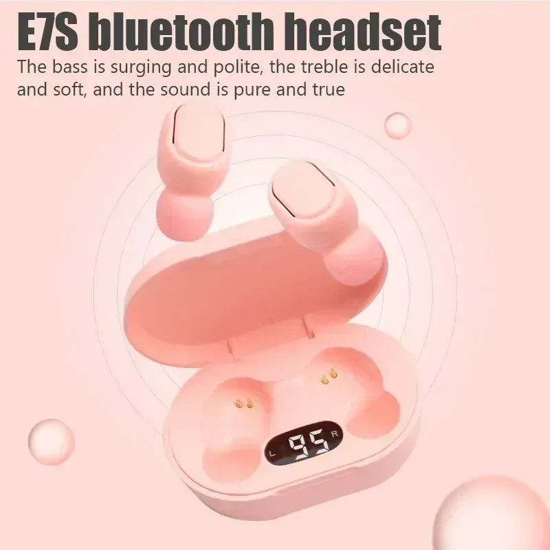 E7S TWS Auricolare Bluetooth Cuffie con microfono Auricolari Hifi stereo 9D IPhone IOS Android Auricolare wireless tutti i telefoni