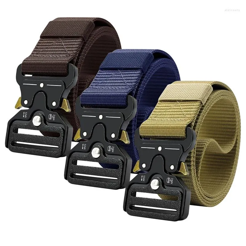 Belts Genuine Tactical Belt Quick Release Outdoor Military Metal Soft Real Nylon Sports Accessories Men And Women Black