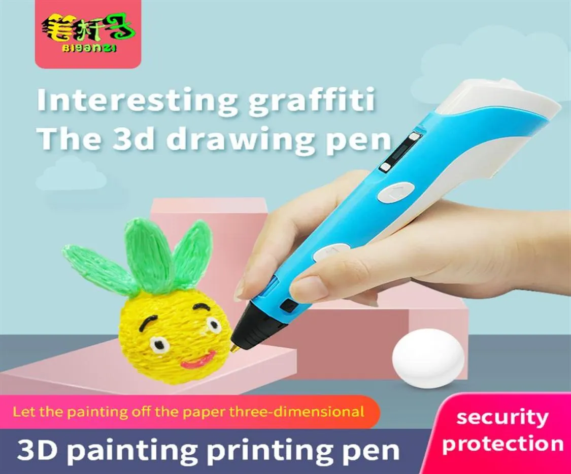 Biganzi The 4th Generation 3D Pen مع شاشة LCD 1 75 مم PLA Filament 3 ألوان متوافقة مع PLA ABS Material Creative GIF2280696