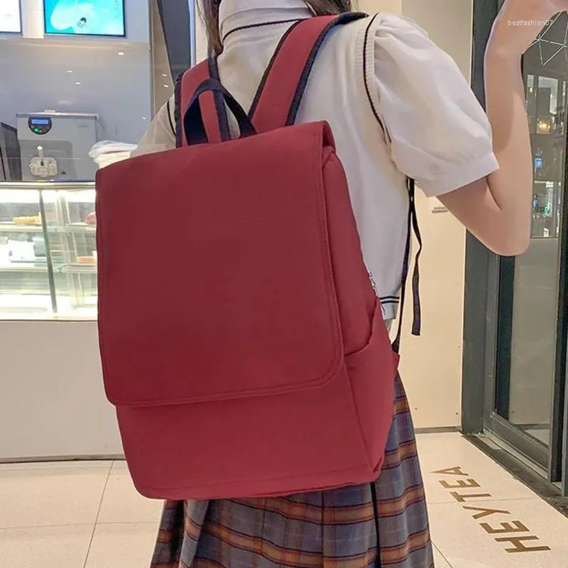 Sacos escolares estilo preppy mulheres meninas de alta capacidade mochilas minimalistas bolsas estudantes vintage ombro sólido