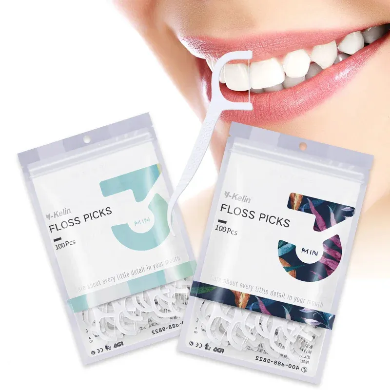 YKelin 6001000 шт. одноразовая зубная нить для чистки зубов 75 см, зубная нить, межзубная щетка, нить для чистки полости рта 240309