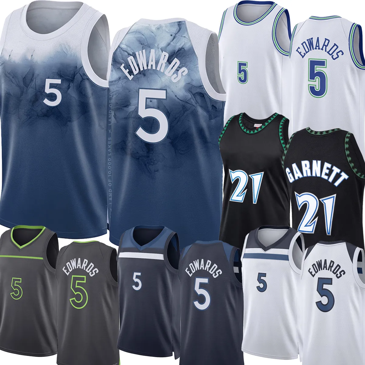 Retro Basketball Jersey: Anthony Edwards Kevin Garnett Throwback