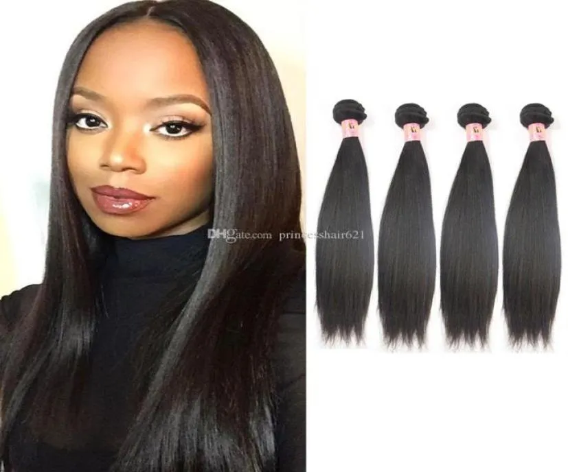 Glamour Cheveux Non Transformés Vierge Brésilienne Malaisienne Péruvienne Indien Cheveux Raides 4 Faisceaux 8quot34quot Plein Cutical Doux H5831291