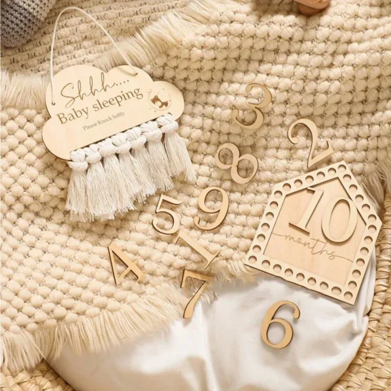 Ensemble d'accessoires de pographie pour bébé né, glands en bois mensuels, décoration de carte de jalon pour ographie bébé, pog 240306