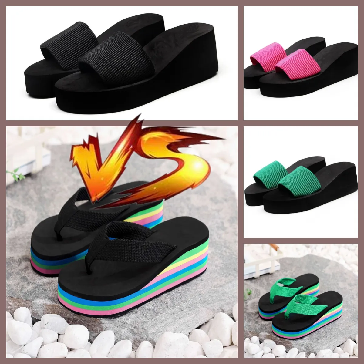 Top Quality Gai Summer Femmes Men de plage Fliplops Classic Ladies Classic Cool Flat Sands Sandals Chaussures Taille 35-43