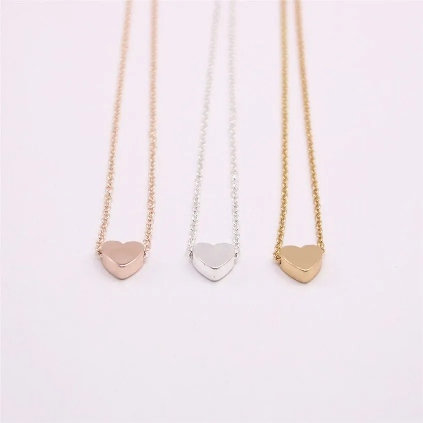 18K goud verzilverde hanger ketting Stevige liefdesketting met platte bodem, het geschenk aan vrouwen269n