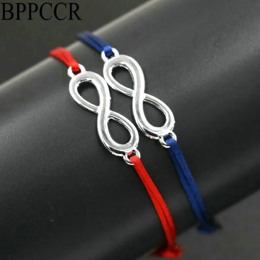 Bracelets de charme BPPCCR 2pcs / set Lucky Digital 8 Infinity Corde Rouge Corde Fil Tresse Lignes Colorées Femmes Amoureux Pulseira Bijoux240C