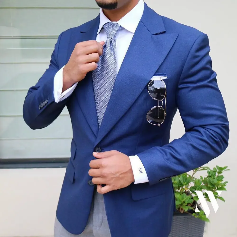 Suits Royal Blue Suit Jacket For Men Leisure Balzer Formell dräkt Homme Notch Lapel Business Slim Fit Tuxedos Groom Coat Endast