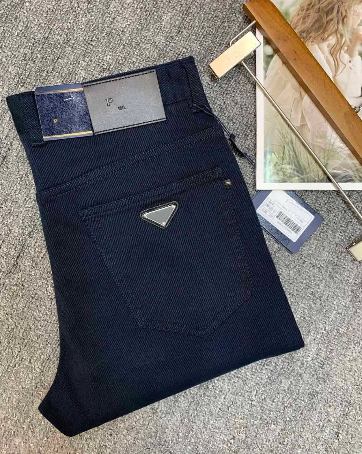 PAA Designer Luxury Men's Dress Pants Khaki Business Pants Casual Pant Fashion Brand Solid Color Counter 1: 1 Grå blå herrkläder
