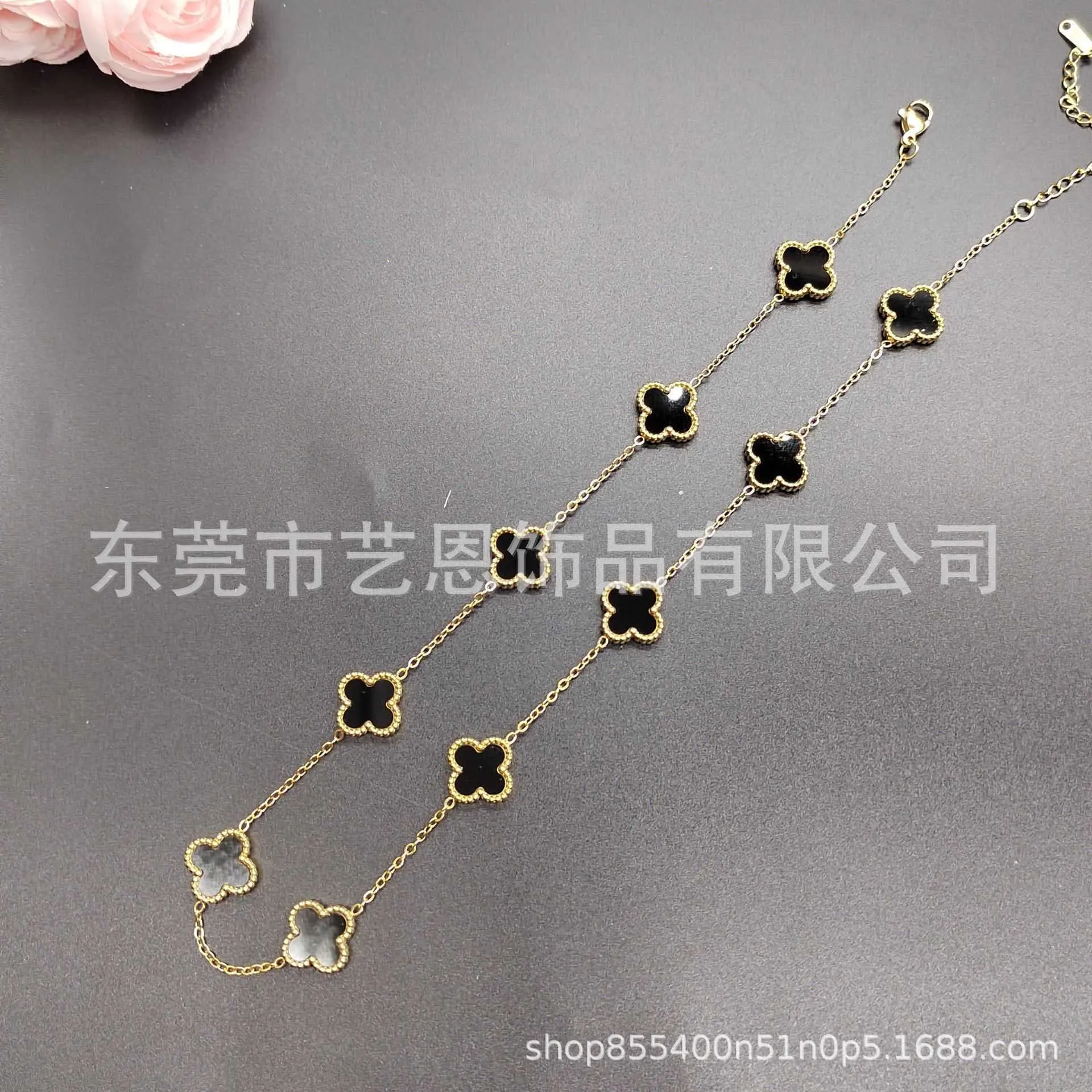 Designer hanger ketting Sweet Love Vanca Jade Clover Double Faced Fritillaria tien bloemen ketting voor dames Veelzijdige High End Lucky Grass Collar Chain 4454