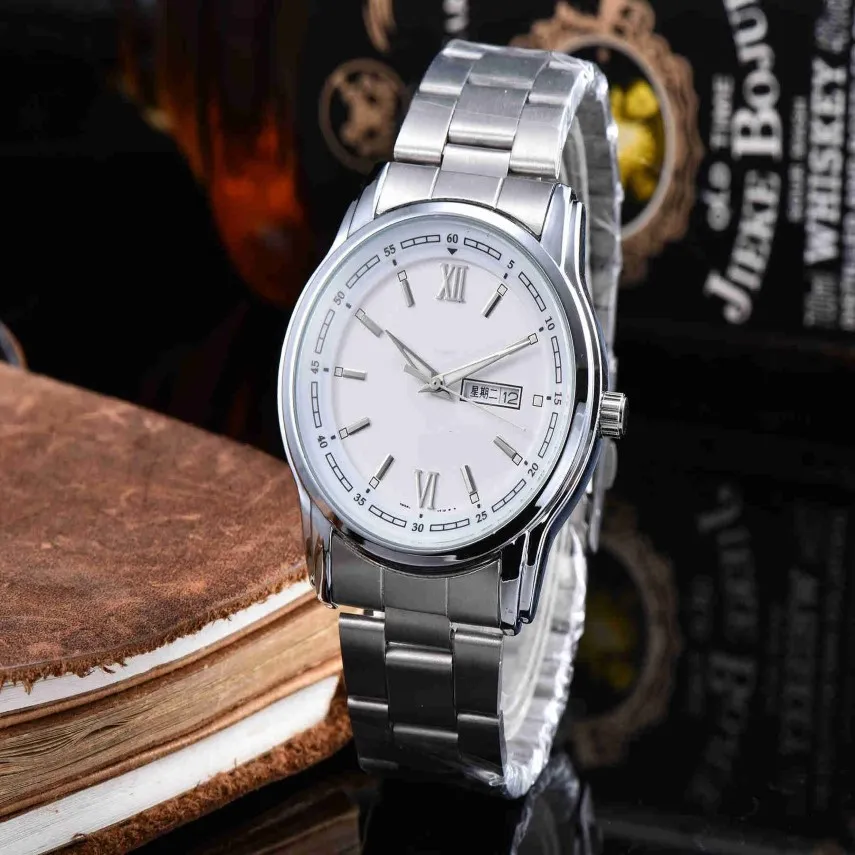 Высококачественные роскошные модные часы с кварцевым механизмом, индикацией недели и календарем, стальной ремешок, мужские часы в минималистичном стиле275J