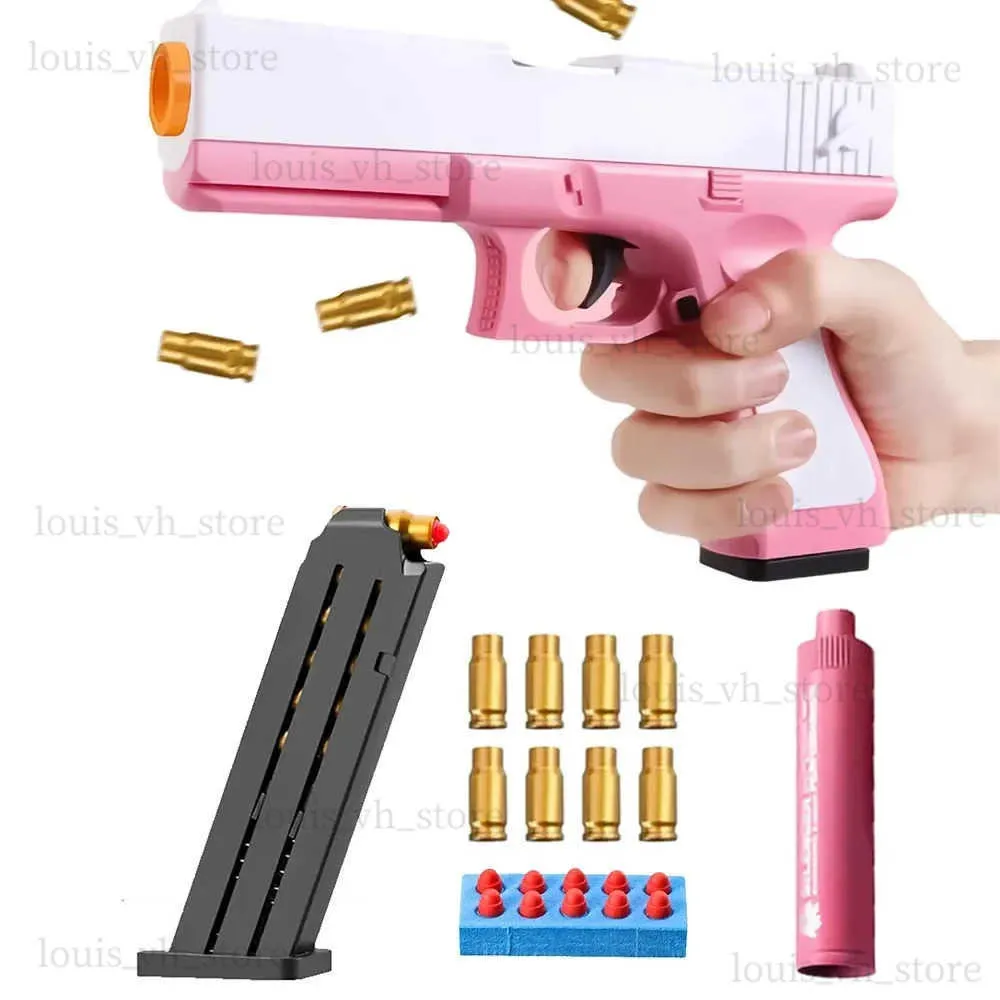 Arma brinquedos brinquedo pistola de plástico eva espuma dardos balas arma simulação modelo pistola iniciante mira trem pistola de ar meninos diy presente t240309