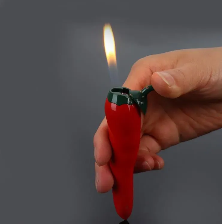 Novelty Mini Gas Lighter Cigar Cigarette Lighter Windproof Butane Torch Lighters Chili Pepper Unique Shape