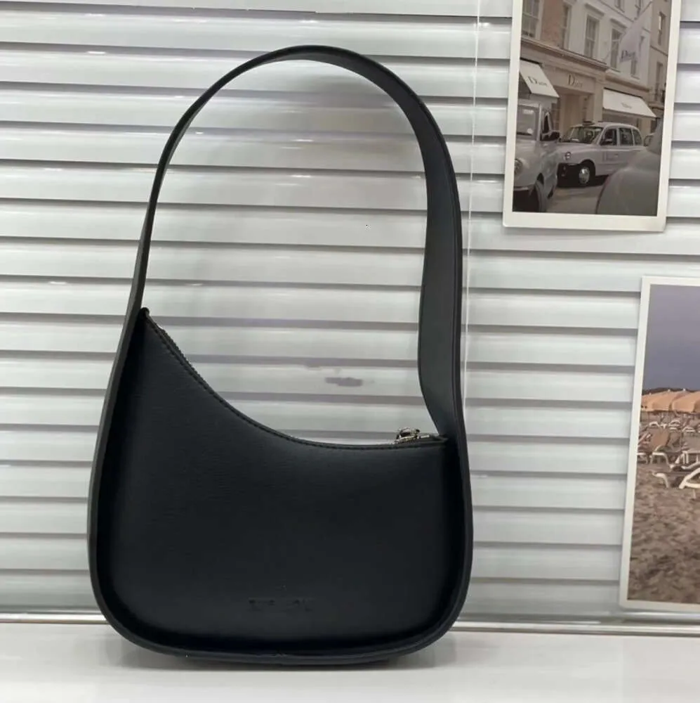 Designer di lusso da donna in pelle liscia The Row Borsa a mezza luna Borsa ascellare Tracolla piatta Chiusura con cerniera curva Frizione Tote Fodera sudata Borsa ascellare4325